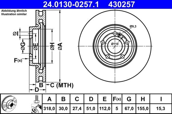 Disc frana ATE 24.0130-0257.1