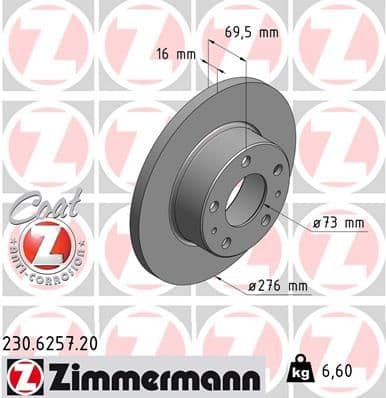Disc frana ZIMMERMANN 230.6257.20