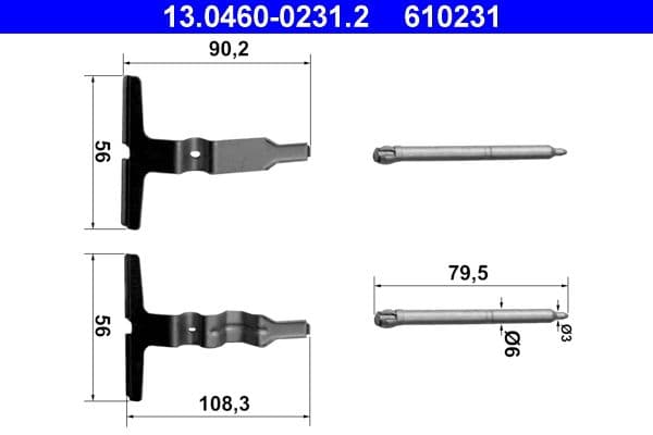 Set accesorii, placute frana ATE 13.0460-0231.2