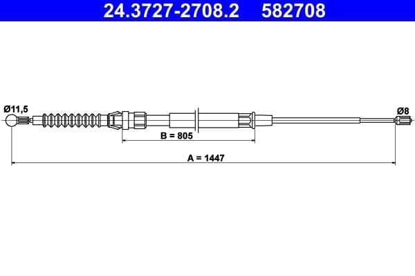 Cablu, frana de parcare ATE 24.3727-2708.2