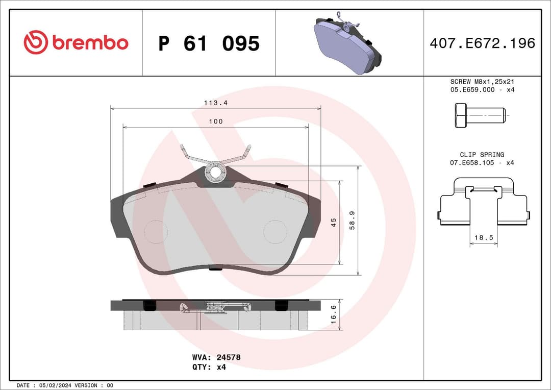 set placute frana,frana disc BREMBO PRIME LINE P 61 095