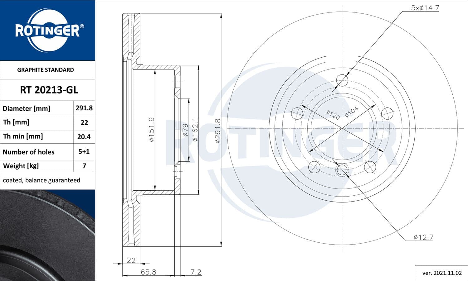 Disc frana ROTINGER RT 20213-GL
