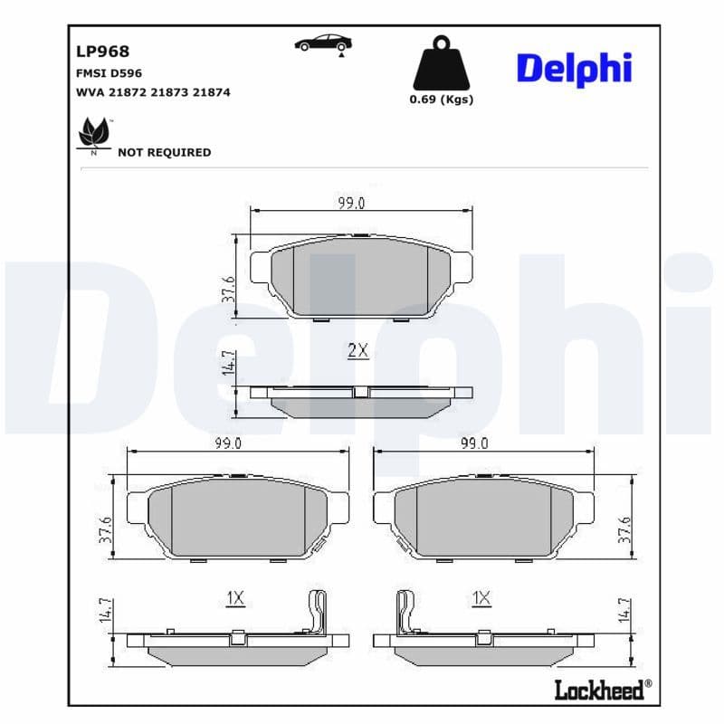 set placute frana,frana disc DELPHI LP968