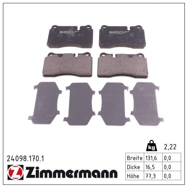 set placute frana,frana disc ZIMMERMANN 24098.170.1