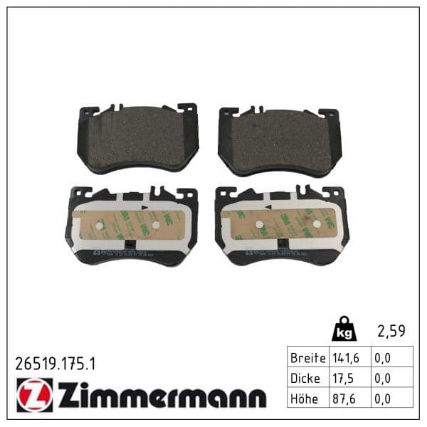 set placute frana,frana disc ZIMMERMANN 26519.175.1
