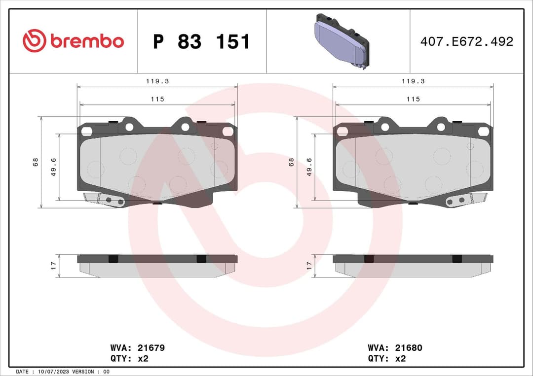 set placute frana,frana disc BREMBO PRIME LINE P 83 151
