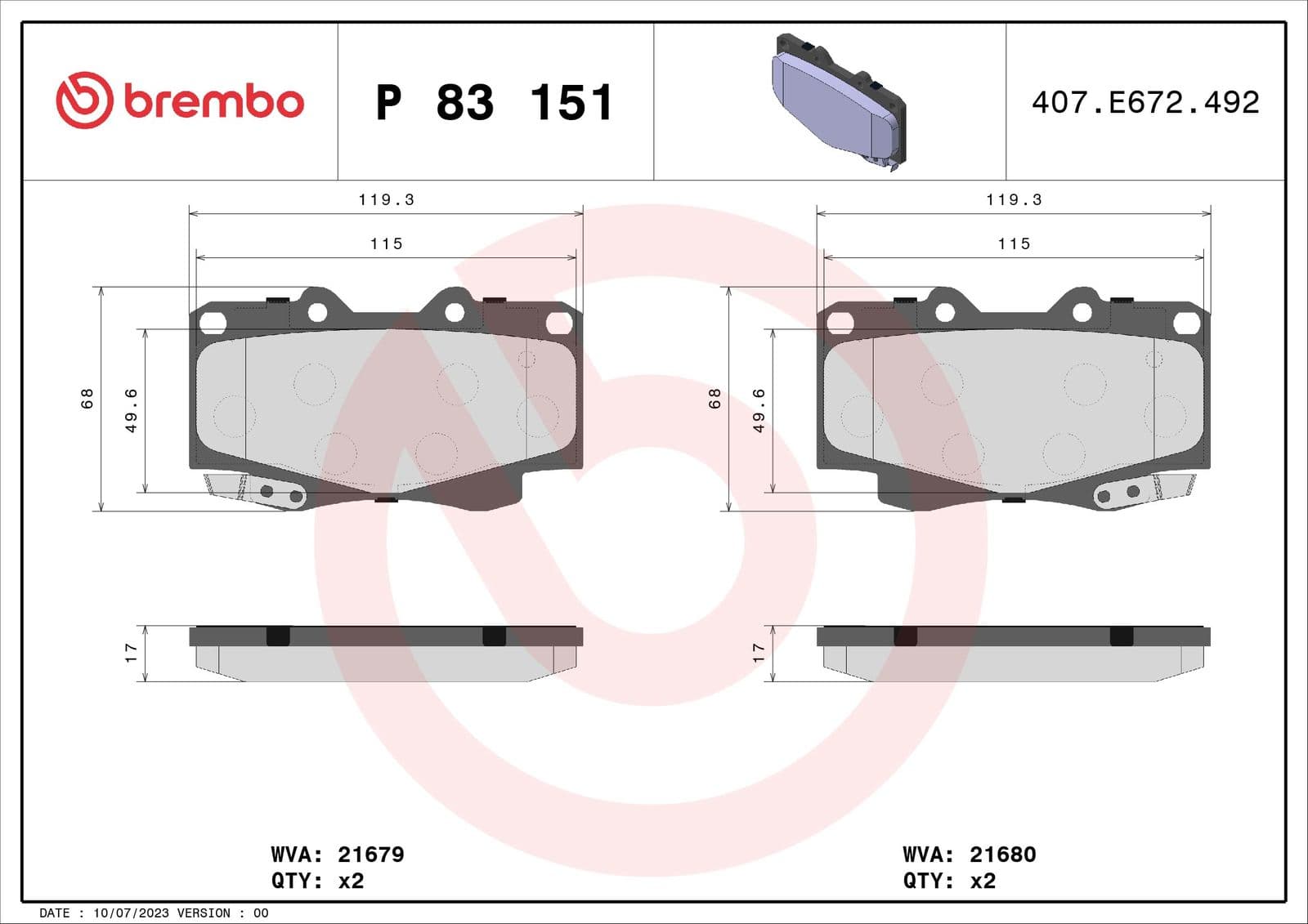 set placute frana,frana disc BREMBO PRIME LINE P 83 151