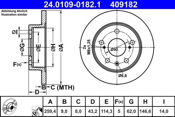 Disc frana ATE 24.0109-0182.1