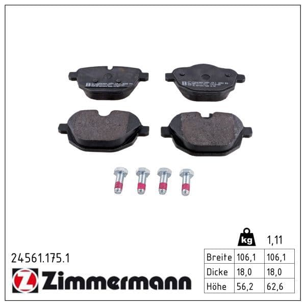 set placute frana,frana disc ZIMMERMANN 24561.175.1