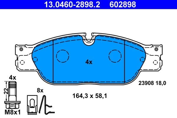 set placute frana,frana disc ATE 13.0460-2898.2