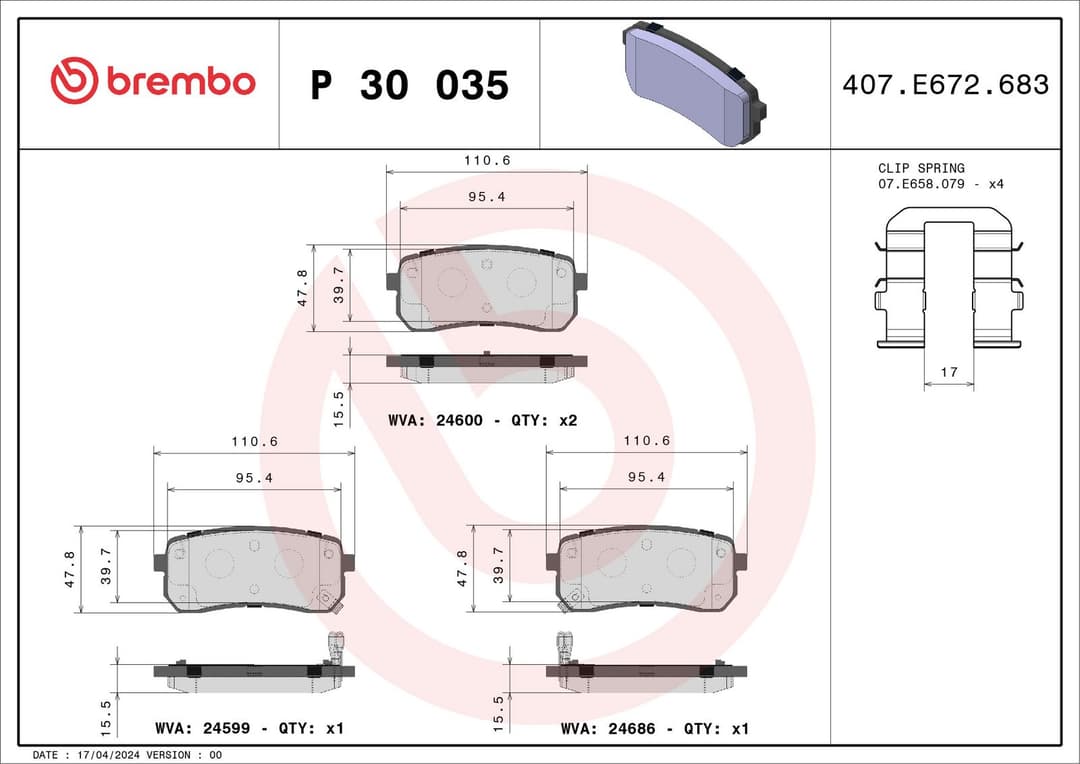 set placute frana,frana disc BREMBO PRIME LINE P 30 035