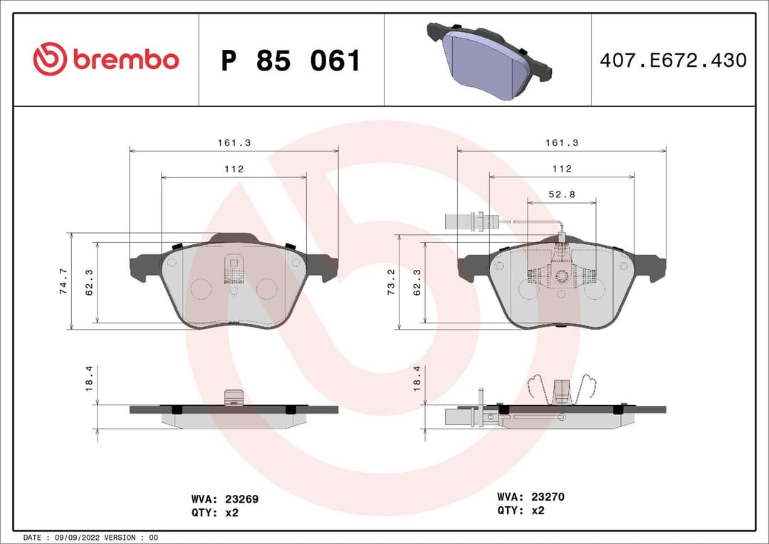 set placute frana,frana disc BREMBO PRIME LINE P 85 061