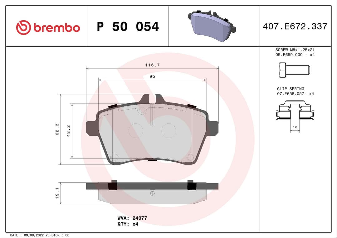 set placute frana,frana disc BREMBO PRIME LINE P 50 054