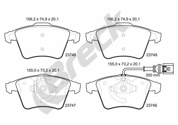set placute frana,frana disc BRECK 23746 10 703 10