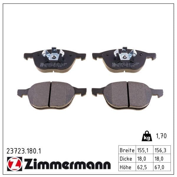 set placute frana,frana disc ZIMMERMANN 23723.180.1