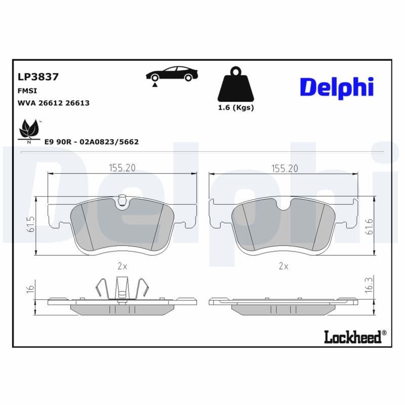 set placute frana,frana disc DELPHI LP3837