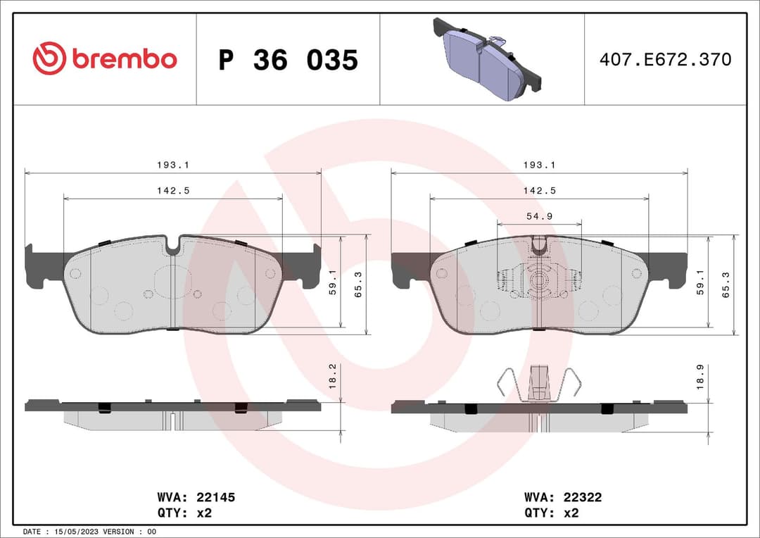 set placute frana,frana disc BREMBO P 36 035