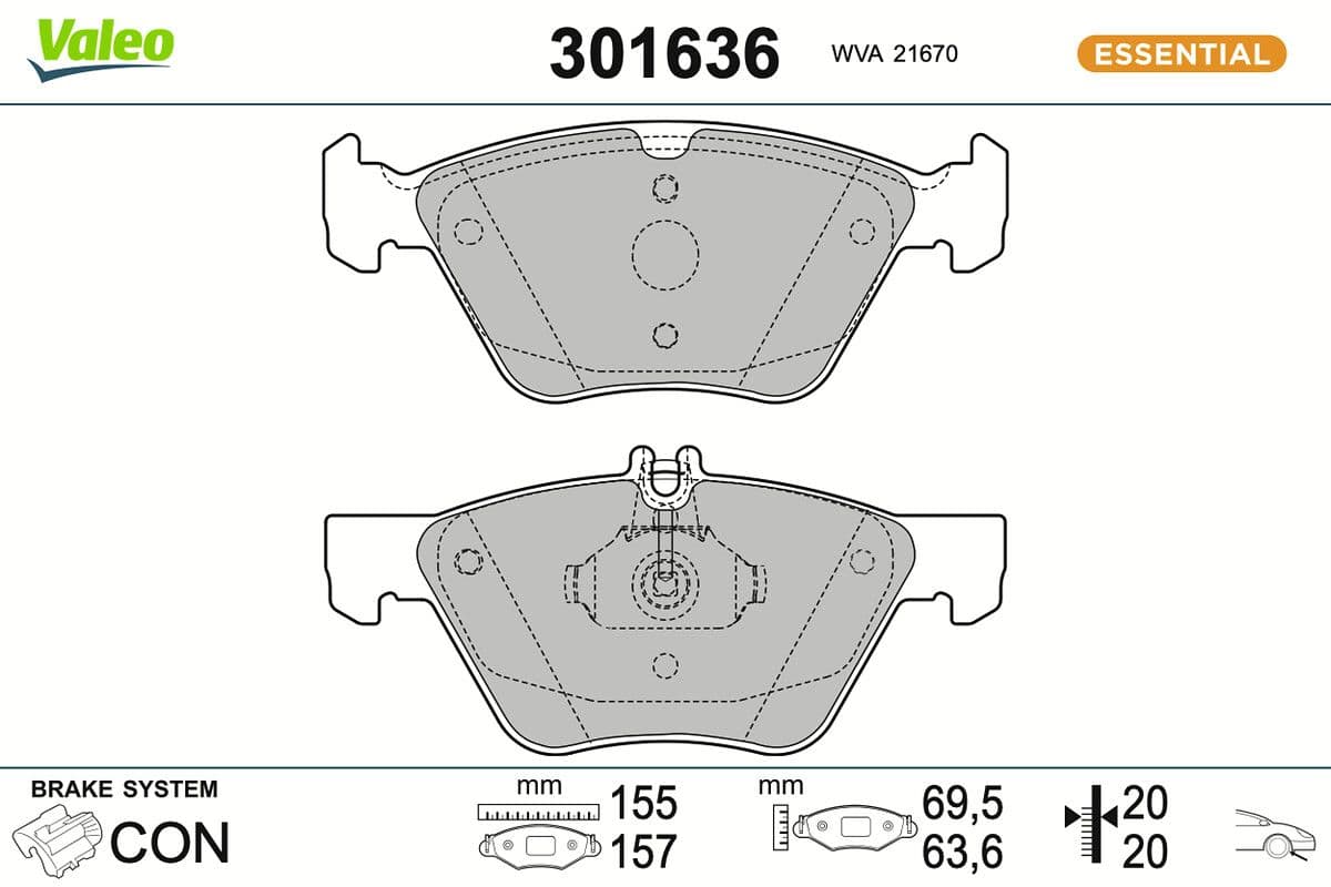 set placute frana,frana disc VALEO ESSENTIAL 301636
