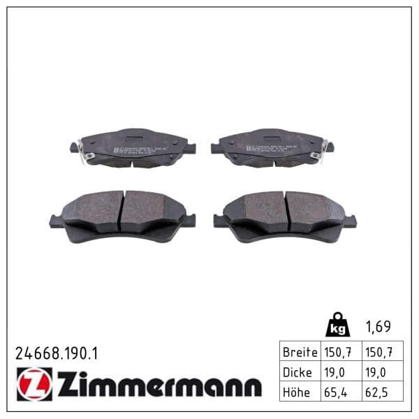 set placute frana,frana disc ZIMMERMANN 24668.190.1