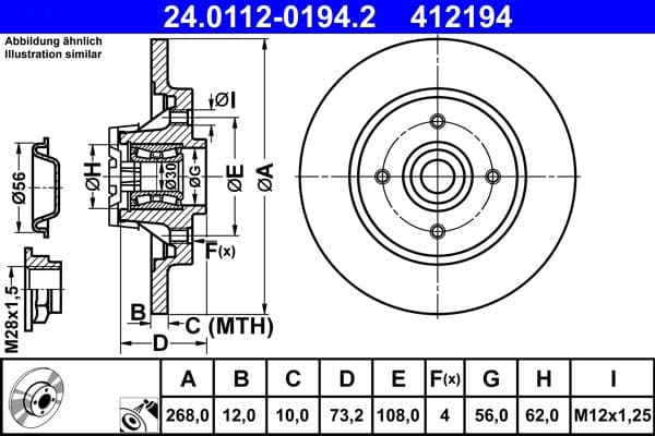Disc frana ATE 24.0112-0194.2