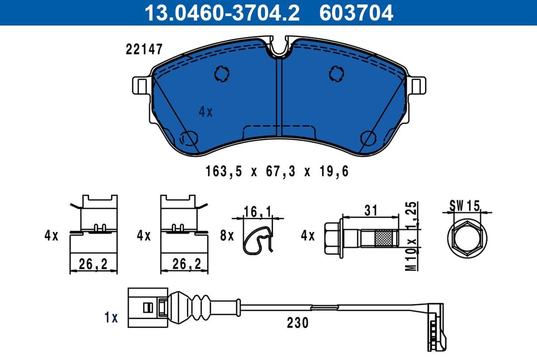 set placute frana,frana disc ATE 13.0460-3704.2