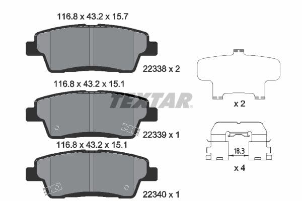 set placute frana,frana disc TEXTAR 2233801