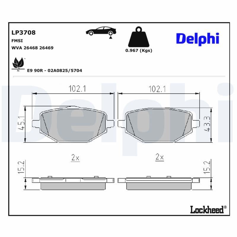 set placute frana,frana disc DELPHI LP3708