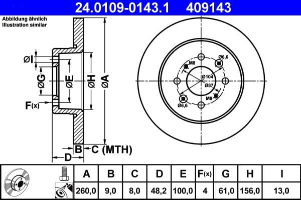 Disc frana ATE 24.0109-0143.1