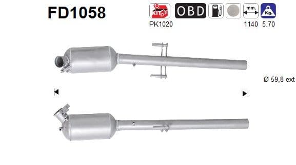 Filtru funingine/particule, sist.de esapament AS FD1058