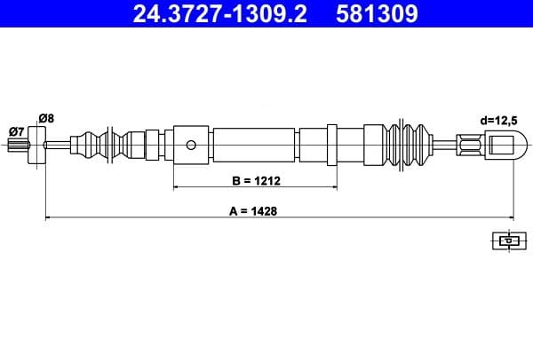 Cablu, frana de parcare ATE 24.3727-1309.2