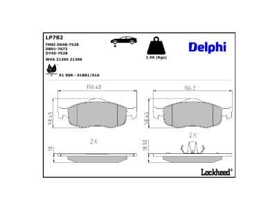 set placute frana,frana disc DELPHI LP782