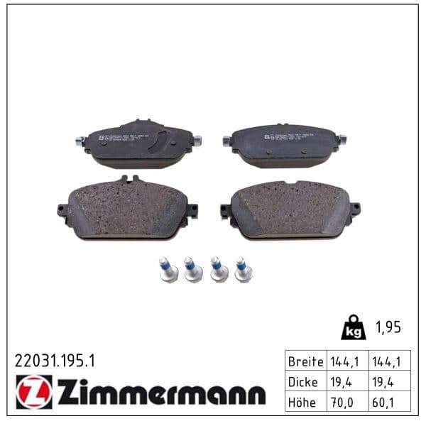 set placute frana,frana disc ZIMMERMANN 22031.195.1