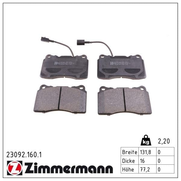 set placute frana,frana disc ZIMMERMANN 23092.160.1