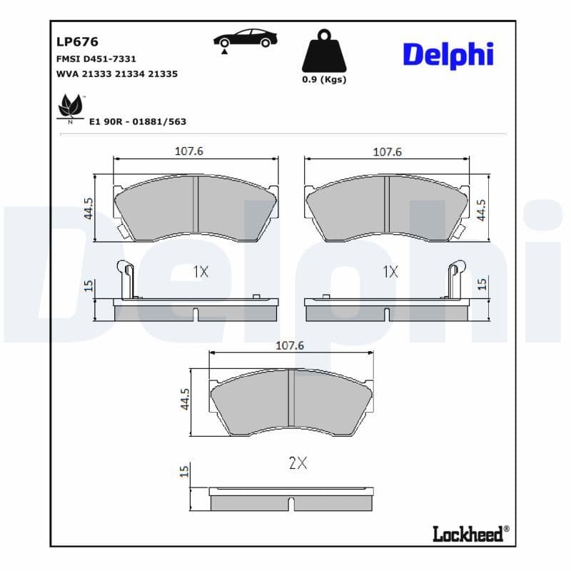 set placute frana,frana disc DELPHI LP676