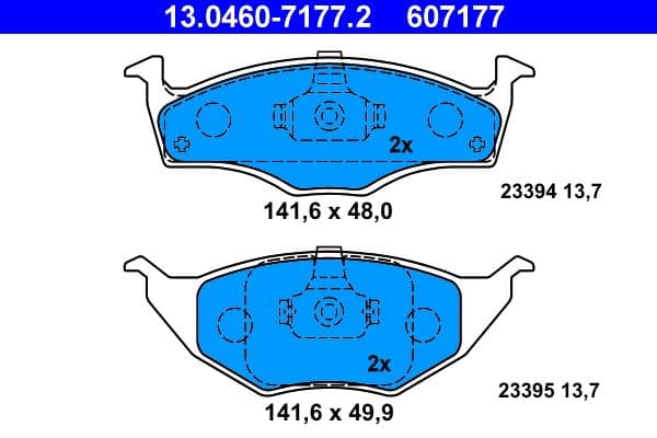 set placute frana,frana disc ATE 13.0460-7177.2
