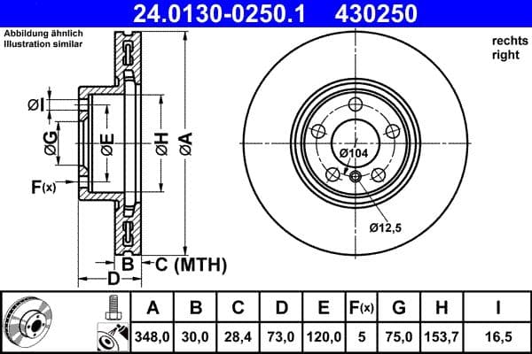 Disc frana ATE 24.0130-0250.1