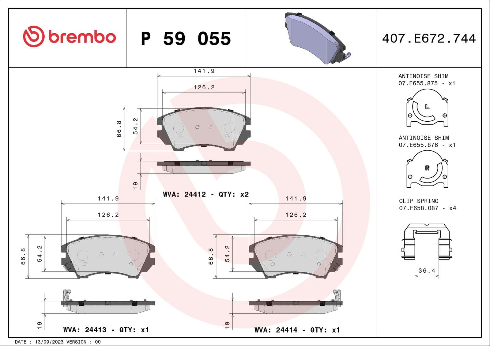 set placute frana,frana disc BREMBO PRIME LINE P 59 055