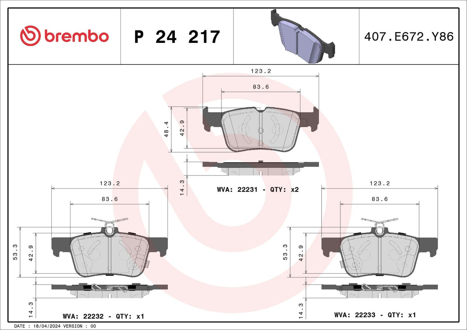 set placute frana,frana disc BREMBO PRIME LINE P 24 217