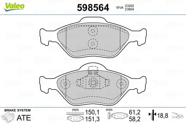 set placute frana,frana disc VALEO 598564