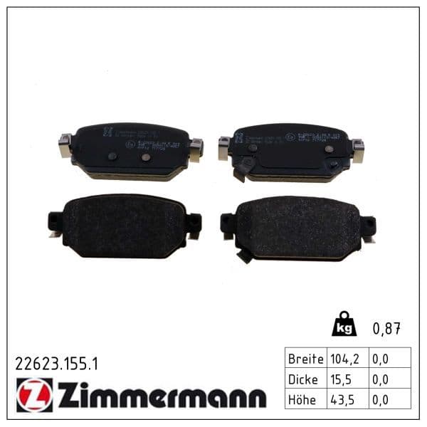 set placute frana,frana disc ZIMMERMANN 22623.155.1