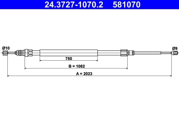 Cablu, frana de parcare ATE 24.3727-1070.2