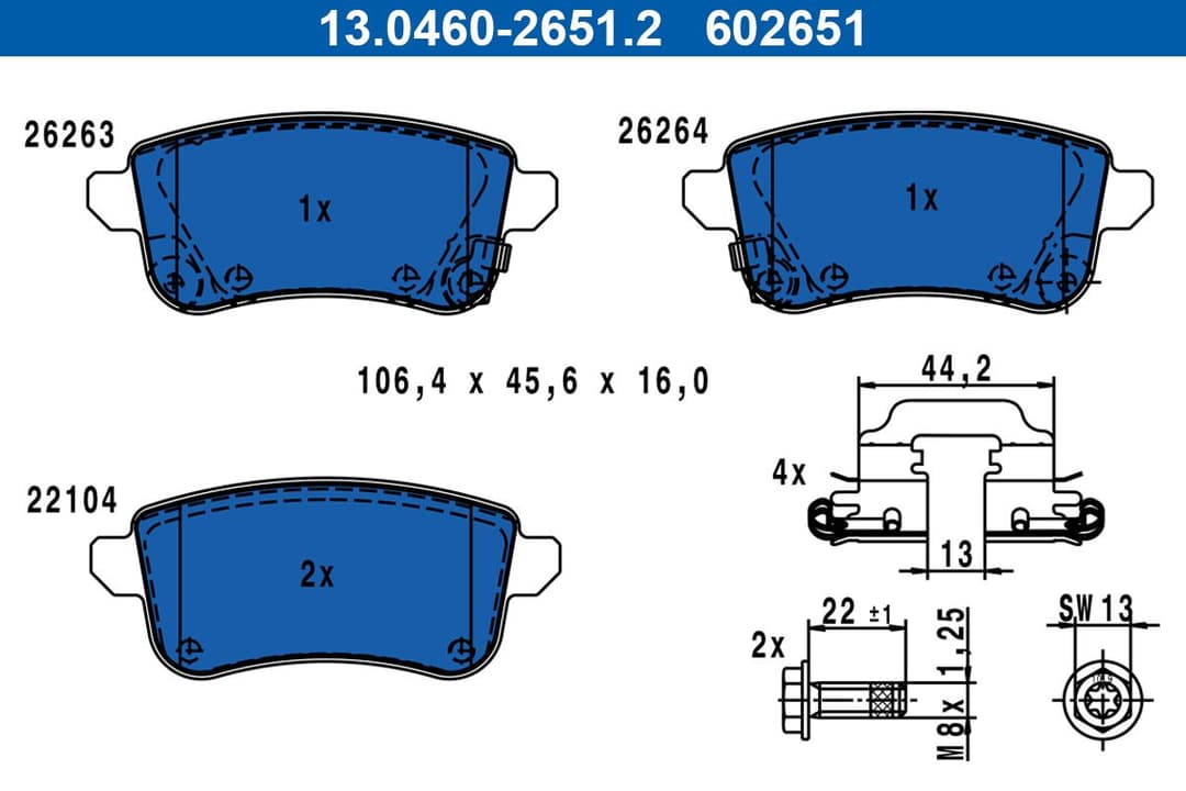 set placute frana,frana disc ATE 13.0460-2651.2