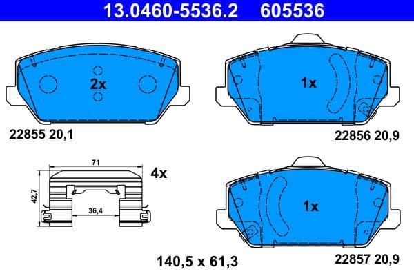 set placute frana,frana disc ATE 13.0460-5536.2