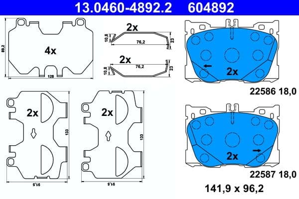set placute frana,frana disc ATE 13.0460-4892.2