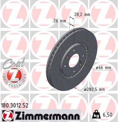 Disc frana ZIMMERMANN 180.3012.52