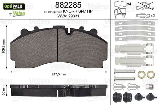 set placute frana,frana disc VALEO OPTIPACK 882285