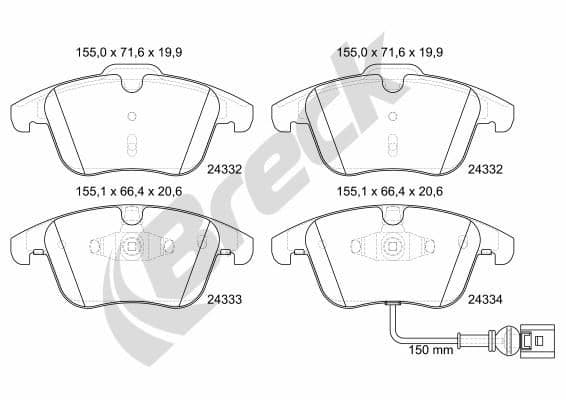 set placute frana,frana disc BRECK 24333 00 701 10