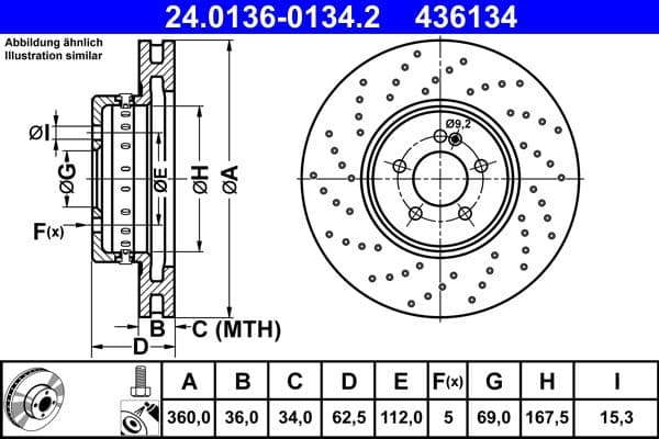 Disc frana ATE 24.0136-0134.2