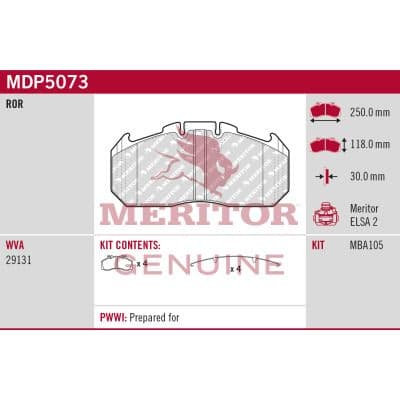 set placute frana,frana disc MERITOR BRAKE PAD KIT MDP5073