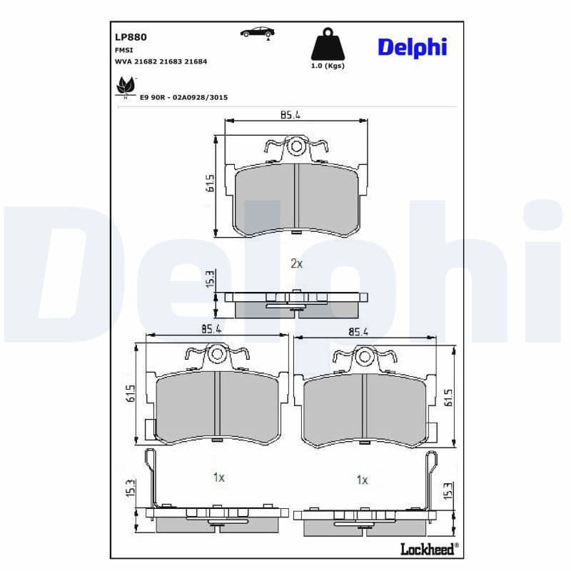 set placute frana,frana disc DELPHI LP880